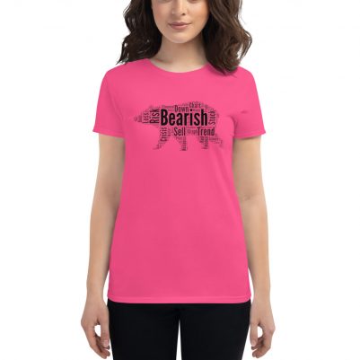 Women’s Bearish Word Collage Jersey Cotton T-Shirt