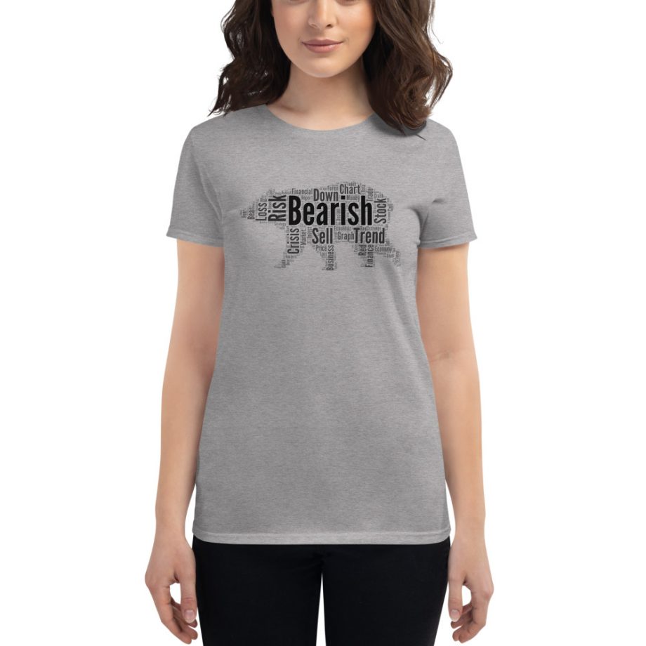 Women’s Bearish Word Collage Jersey Cotton T-Shirt